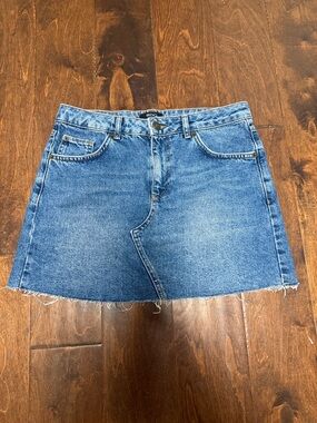 BDG Blue Frayed-Hem Denim Mini Skirt